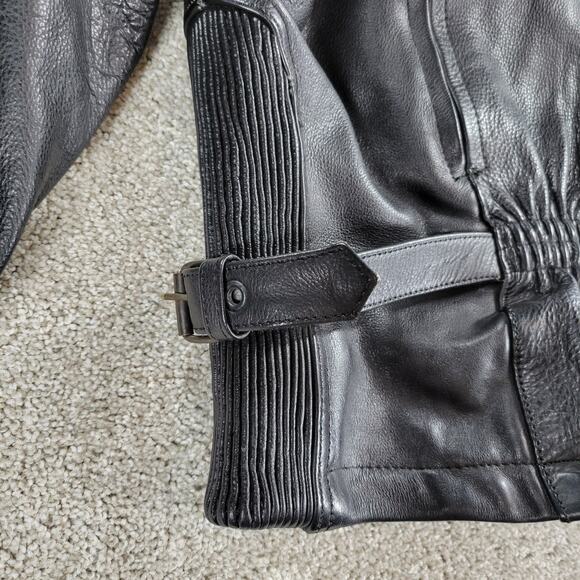 Womens Leather Motorcycle Jacket 3XL Black Vented Gusset Zip Up Biker Riding - Picture 16 of 16